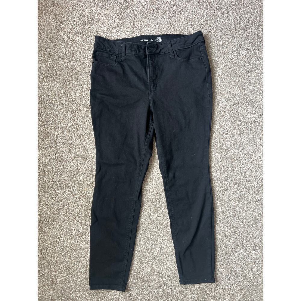 Old Navy Rockstar Super Skinny Jeans 12 Short‎ Black High Rise Secret Smooth